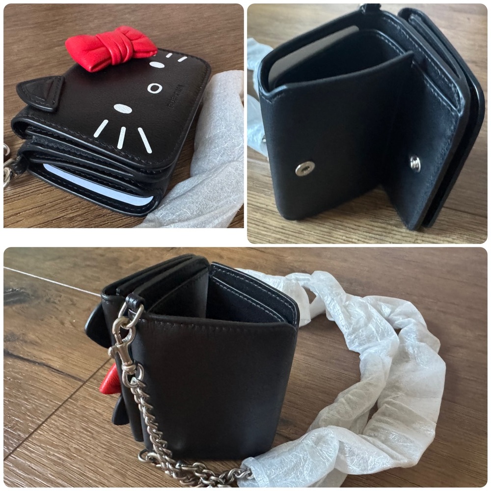 BALENCIAGA-AUTHENTIC (NWT) Hello Kitty Black Leather Mini Wallet on a Chain - Picture 17 of 17